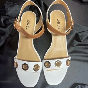 Vaneli White and Tan Sandals